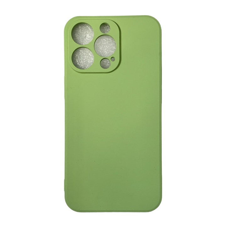 Szilikon borítás kameravédelemmel és belül mikroszálas, kompatibilis az iPhone 13 Pro / Green készülékkel