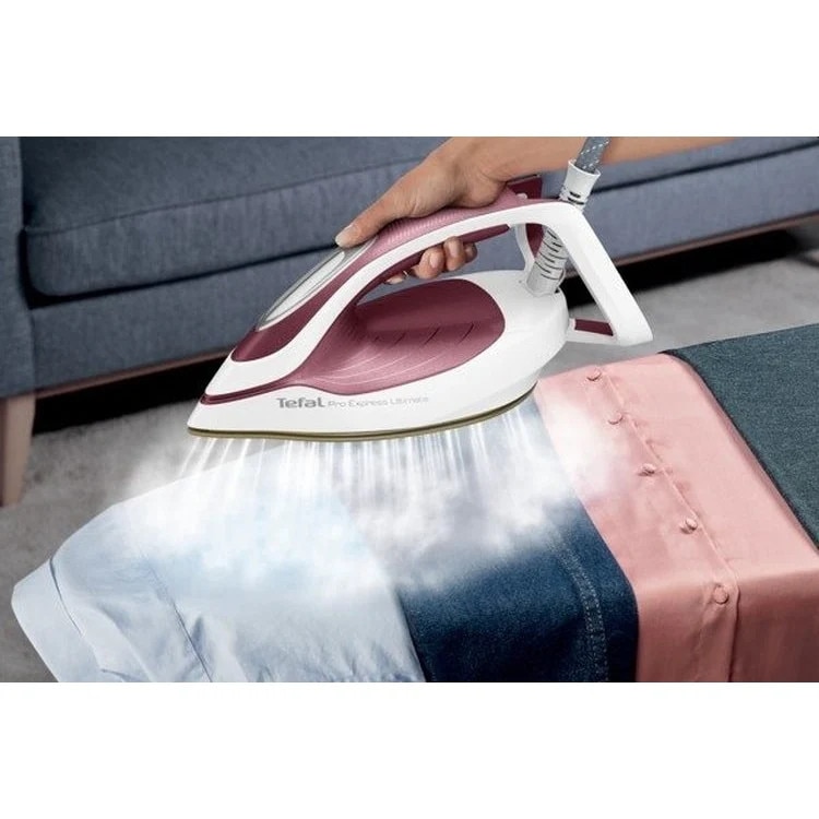 Statie de Calcat Tefal Pro Express Ultimate GV9711E0, 3000W, 590g/min, 1200ml, talpa Durilium, Visiniu-Alb