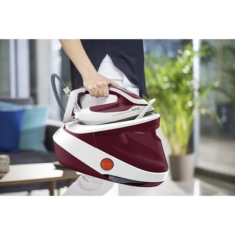 Statie de Calcat Tefal Pro Express Ultimate GV9711E0, 3000W, 590g/min, 1200ml, talpa Durilium, Visiniu-Alb