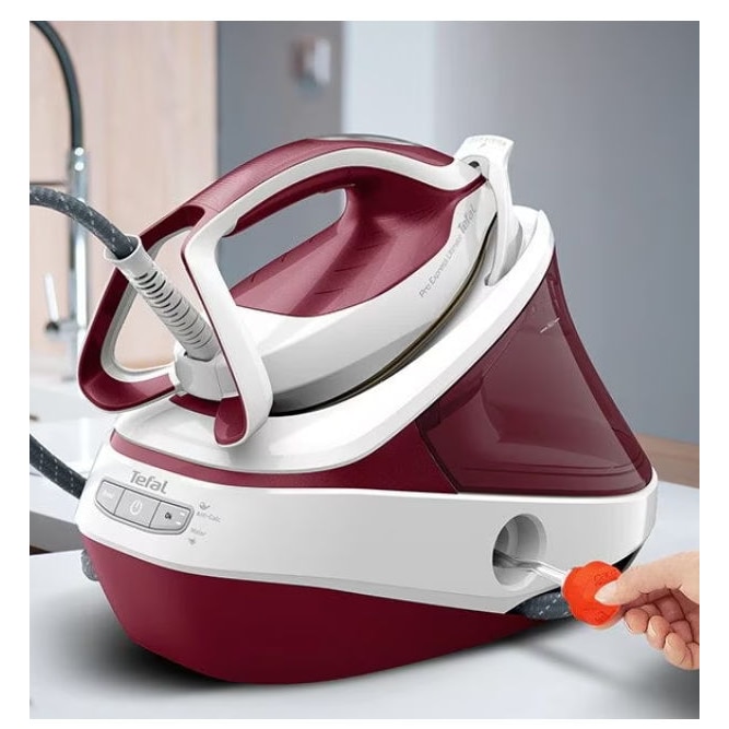 Statie de Calcat Tefal Pro Express Ultimate GV9711E0, 3000W, 590g/min, 1200ml, talpa Durilium, Visiniu-Alb