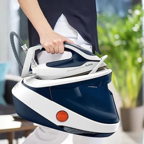 Statie de Calcat TEFAL Pro Express Ultimate GV9712E0, 3000W, 690g/min, 1200ml, talpa Durilium, Albastru-Alb