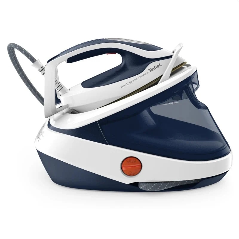 Statie de Calcat TEFAL Pro Express Ultimate GV9712E0, 3000W, 690g/min, 1200ml, talpa Durilium, Albastru-Alb