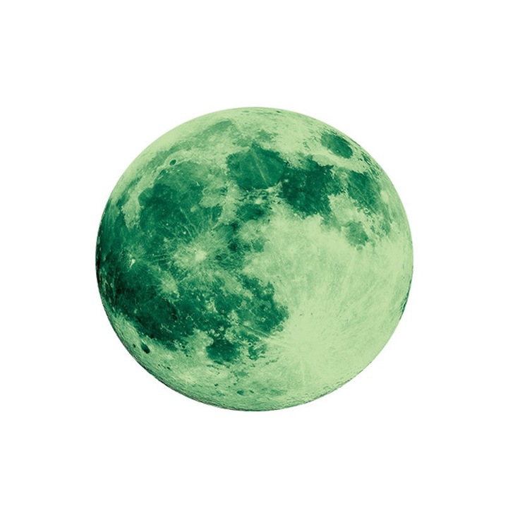 Sticker Fosforescent, Luna Satelitul Natural al Pamantului, Luminos la Intuneric, Autoadeziv, 20cm, Original Deals®