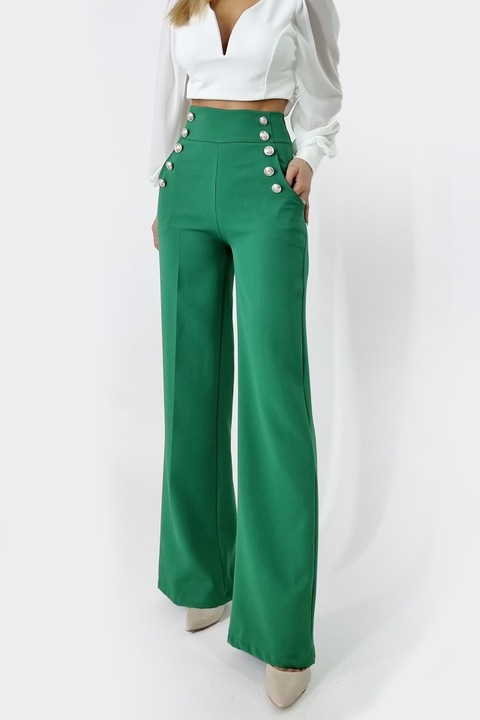 Елегантен панталон Palma с висока талия, Зелен