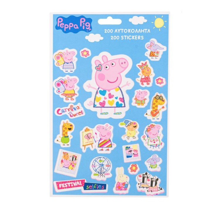 Тефтер с 200 стикера и стикери с различни размери и модели, Peppa Pig, Multicolor