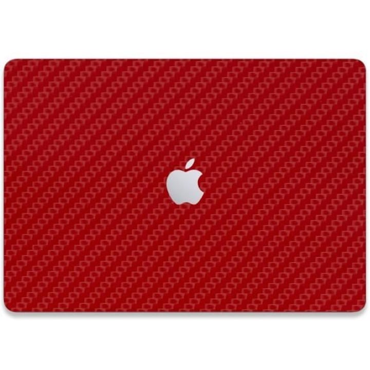 Folie Skin Съвместим с Apple MacBook Pro 14 2021 Wrap Skin Texture Carbon Geranium Red