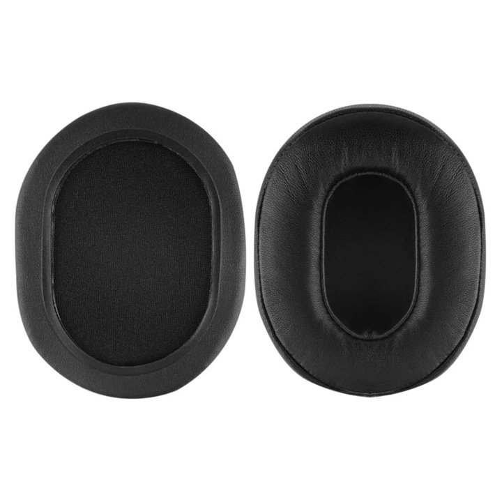 2 db MTP szivacs készlet SteelSeries Arctis 3 / Arctis 5 / Arctis 7 / Arctis 9 / Arctis 1 / Arctis Pro vezeték nélküli játékfejhallgatóhoz, fekete, fehérje bőr