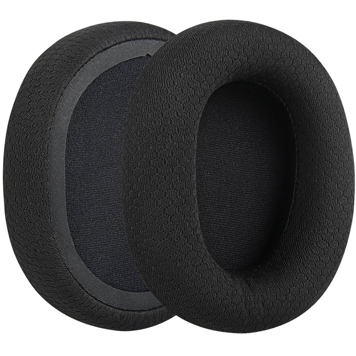2 db MTP szivacs készlet, SteelSeries Arctis 3 / Arctis 5 / Arctis 7 / Arctis 9 / Arctis 1 / Arctis Pro vezeték nélküli gamer fejhallgatóhoz, fekete, hálós
