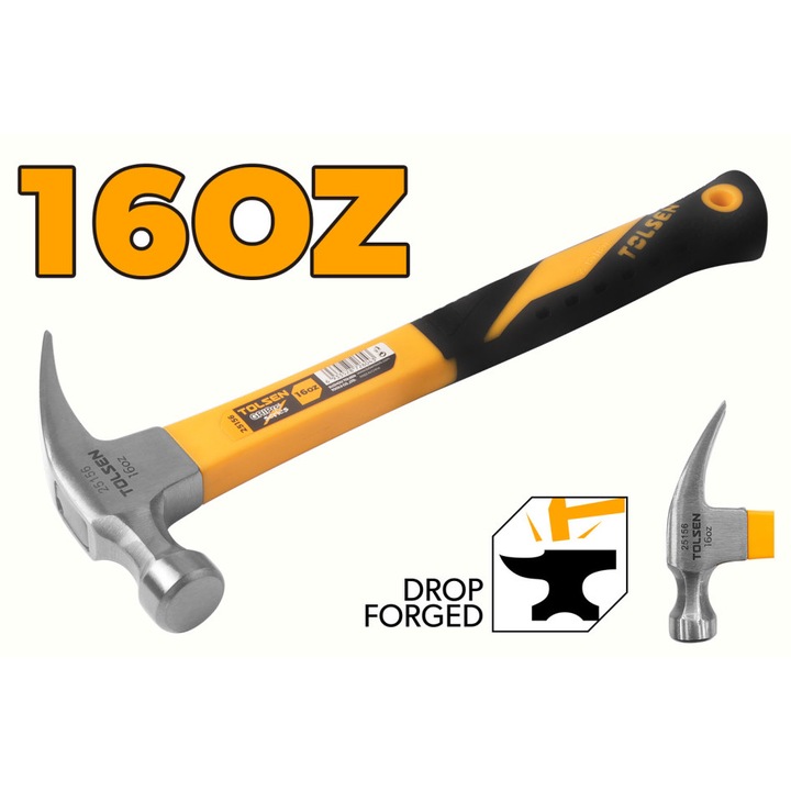 Hajlított hegyű kalapács, 450 g, GRIPro üvegszálas nyél