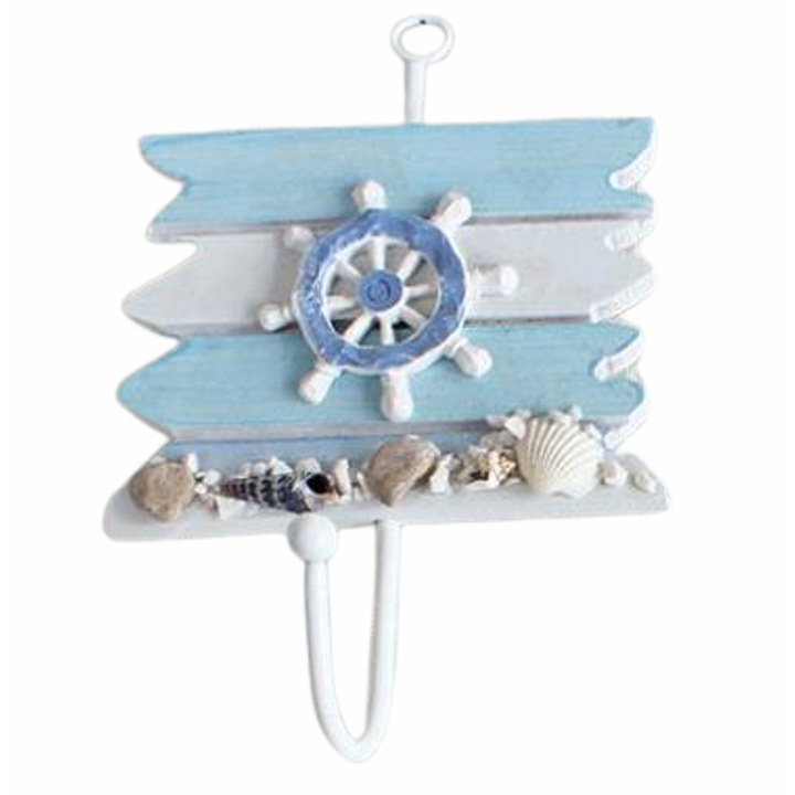 Закачалка Ahelos , Рул, Дървена, Бяло/Синьо