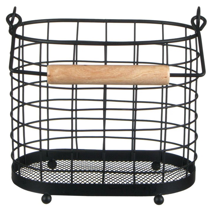 Uscator pentru ustensile, Metal, 17x11x15 cm cm, Negru