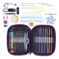 Set de Crosetat din Aluminiu, 100 buc Accesorii de Tricotat cu sac de Depozitare