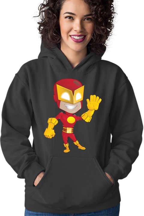 Hanorac dama The Flash Superhero Cartoon Comics, Negru