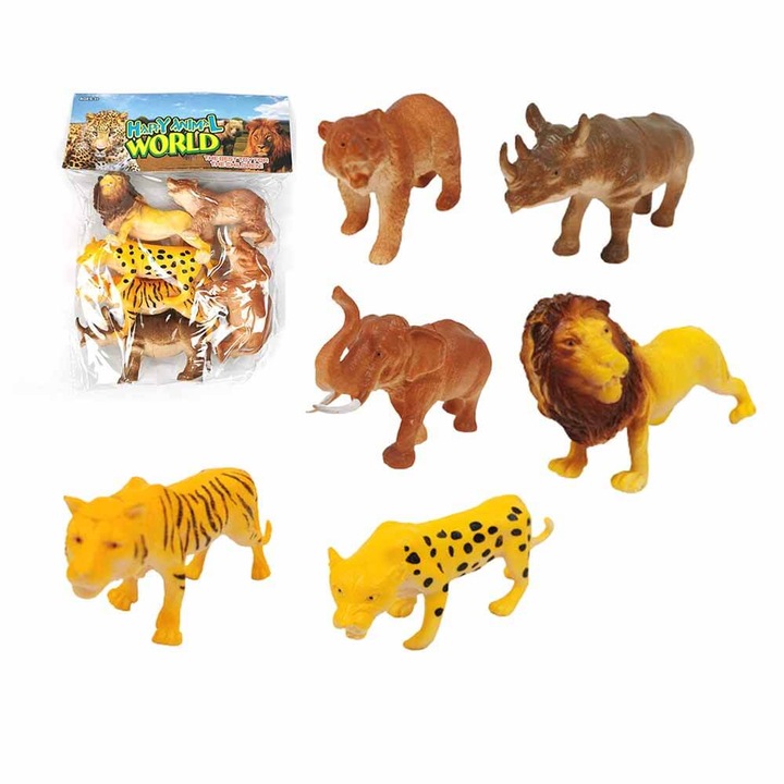 Set de figurine animale salbatice, Plastic, Galben/Maro