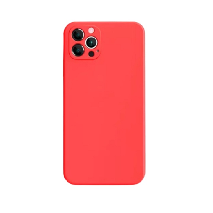 Husa silicon antisoc cu protectie camera cu microfibra in interior compatibila cu Iphone 13 Pro Rosu
