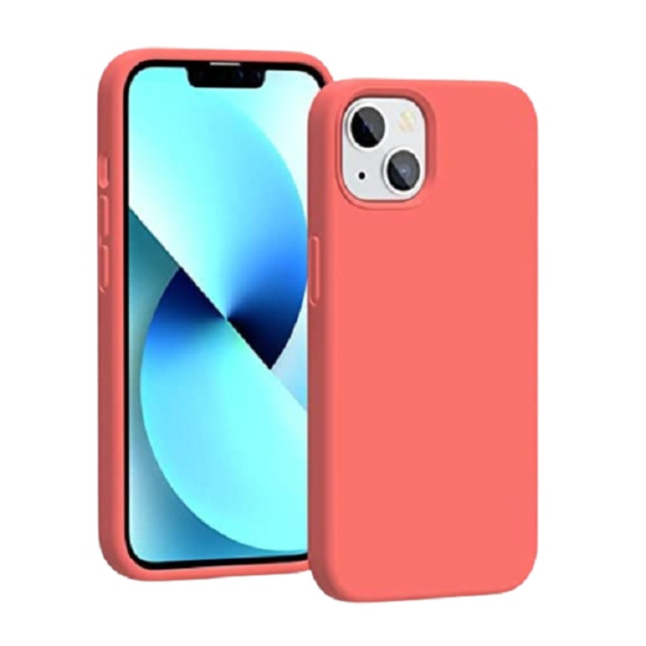 Husa silicon antisoc cu microfibra in interior compatibila cu Iphone 13 Rosu