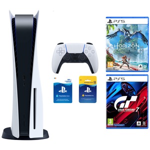 PS5 Standard + Gran Turismo 7 + GTA + Horizon Forbidden West + Cartão  Playstation Network 50€ + Comando Dualsense