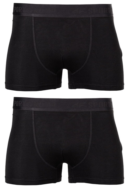 Set 2 boxeri barbati, 4F, Bumbac/Elastan, Negru, S