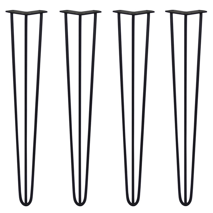 Set 4 picioare, Otel, 3 tije, 10mm, 71cm, Negru
