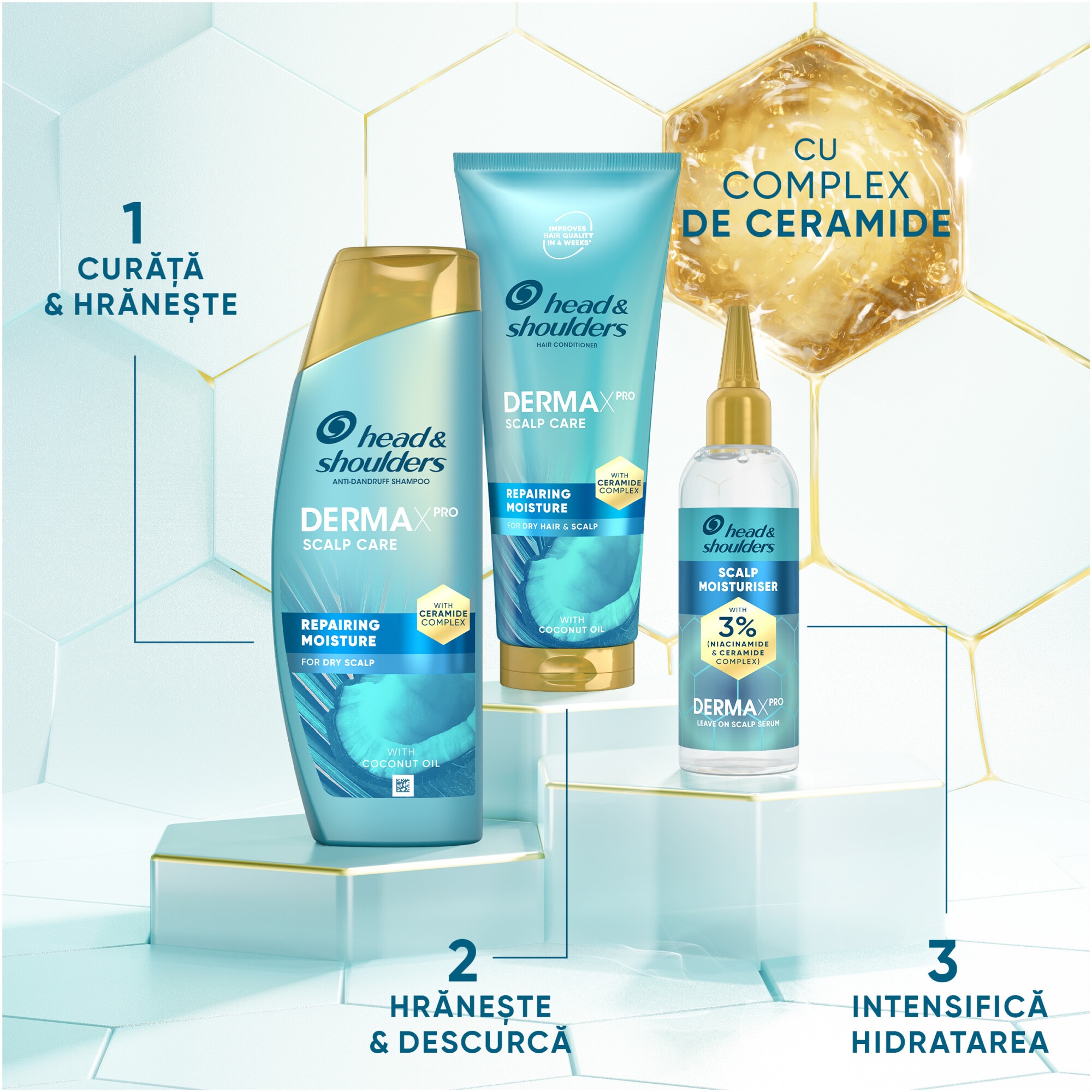 Sampon anti-matreata hidratant Head & Shoulders Derma X Pro pentru
