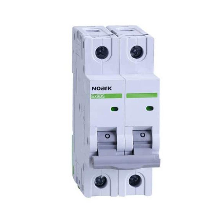 Автоматичен предпазител Noark, Модулен, Пластмасов, 2P, Ампераж 20A, Крива C, Захранващо напрежение 400 V, Клас на защита IP 20, 240 гр, Бял