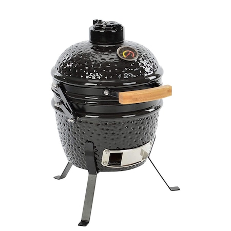 Gratar ceramica mini Kamado Timeless Tools, Afumatoare, 48x48x64 cm, Negru