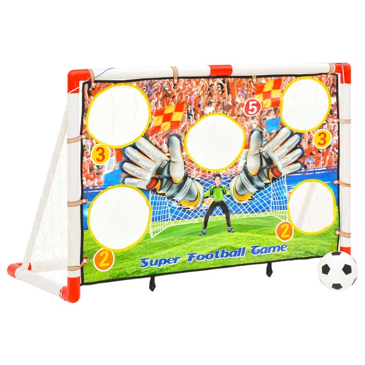 Комплект детска футболна врата vidaXL, стена за голове, 120x51x77, 5 см