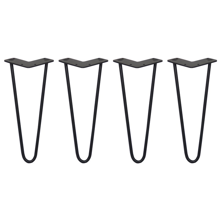 Set 4 picioare, Otel, 2 tije, 10mm, 30.5cm, Negru
