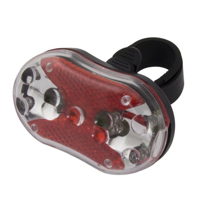 Lampa spate bicicleta, 9 LED-uri, 7 moduri iluminare, rezistenta la umezeala, Negru-Rosu, TCL-BBL4713