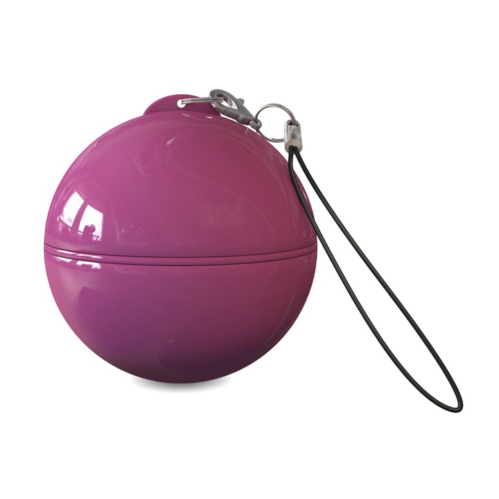 Boxa portabila Mighty Boom Ball 2W, cu adaptor pe baterii, cu snur pentru chei, culoare roz