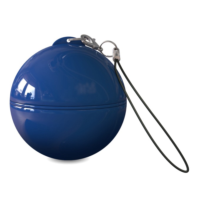 Преносима колонка Mighty Boom Ball 2W, с адаптер за батерия, с ремък за ключове, син цвят
