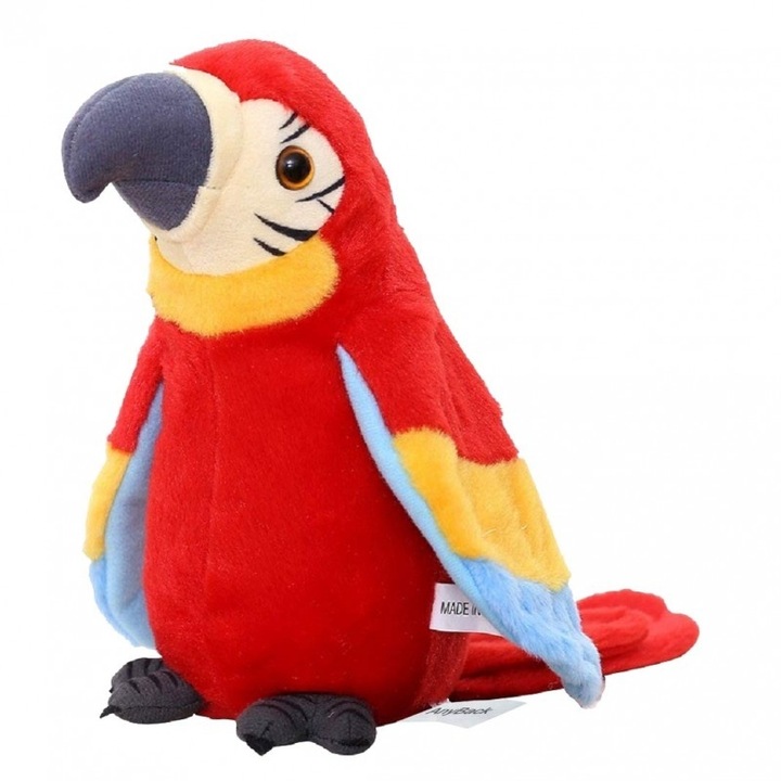 Interaktív játék, piros beszélő papagáj, 22 cm, Avaleea