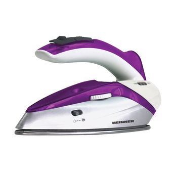 Fier De Calcat Voiaj Heinner 1000 W, 0.4 l, Talpa Inox, Maner Pliabil, Alb/Violet Fier De Calcat Voiaj Heinner 1000 W, 0.4 l, Talpa Inox, Maner Pliabil, Alb/Violet
