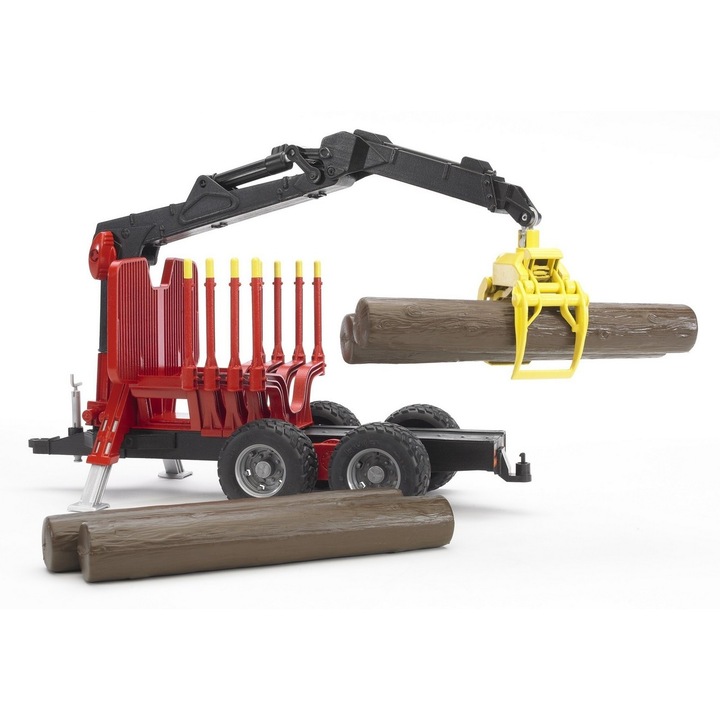 Bruder - Remorca Forestiera Cu Macara De Incarcare Si 4 Busteni