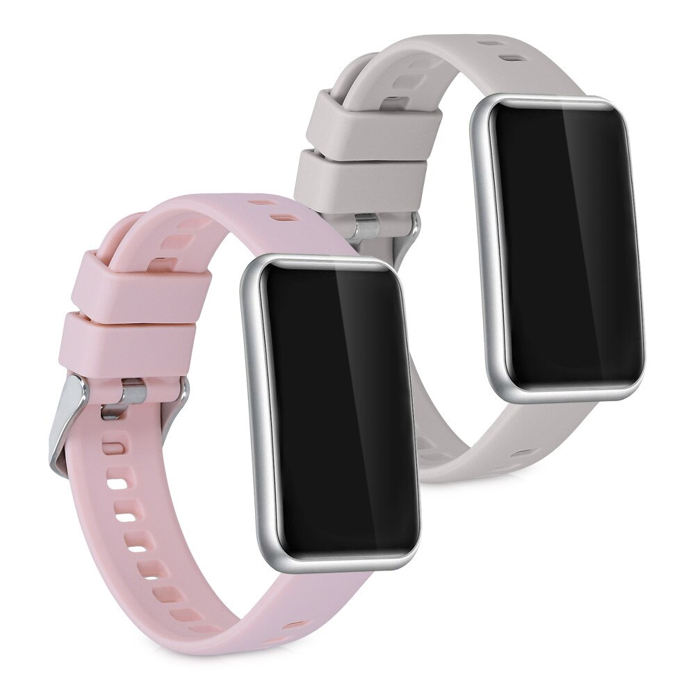 Fit Roz Watch Set 2 Curele pentru Huawei Watch Fit mini, kwmobile, Silicon, Roz / Gri ...
