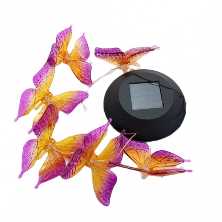 Соларна лампа, вятърни камбанки, LED соларно зареждане, водоустойчив, автоматичен, многоцветен, пеперуди