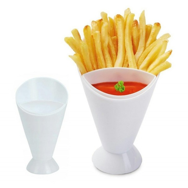 Suport pentru cartofi prajiti si sos, Gonga® Alb