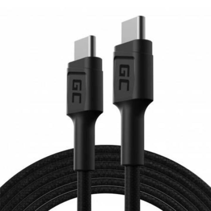 Green Cell USB-C - USB-C adat és töltőkábel 2m fekete (KABGC29) (KABGC29)
