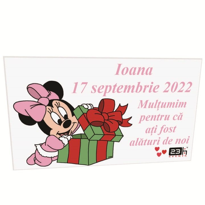 Személyre szabott keresztlevél, Happy Minnie, mágnessel - ILIF204009, 23 órás események