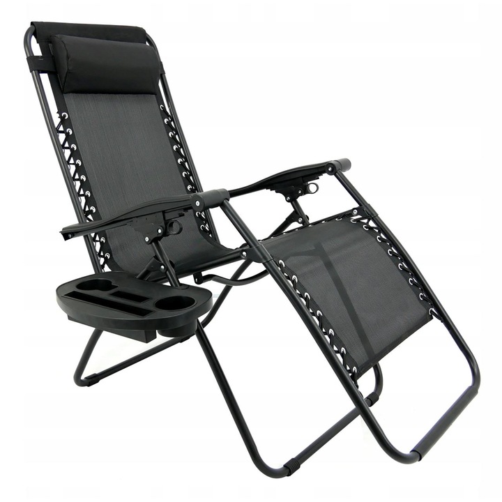 GardenLine Kerti napozóágy szett - Fekete - 176 x 65 x 106 cm