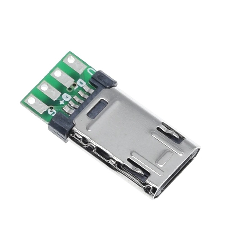 MicroUSB csatlakozó készlet 4 tűs PCB-vel, 5 db