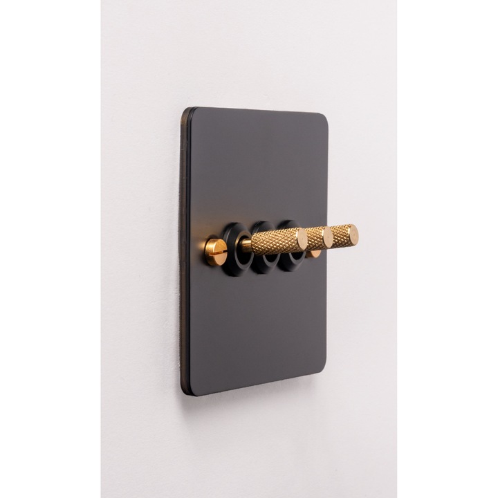 Intrerupator triplu TAM Retro Vintage 3 CS, Negru, 10 A