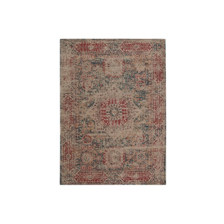 Covor lucrat manual, Bakero, Bumbac, 120x170 cm, Rosu/Bej