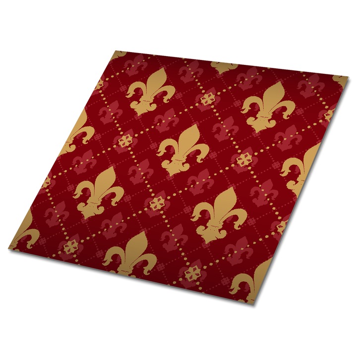 Set 9 bucati. Tulup. Placi de perete autoadezive. Crini regali. Rosu. 30 cm x 30 cm. 010310410010000020944