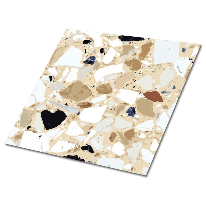Set 9 bucati. Tulup. Placi de vinil autoadezive. Model de terrazzo. Gri. 30 cm x 30 cm. 010310410010000020929