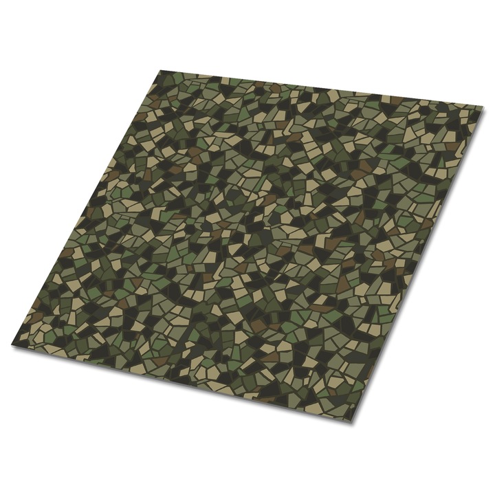 Set 9 bucati. Tulup. Panou de perete. Mozaic militar. Verde/Alb. 30 cm x 30 cm. 010310410010000020979