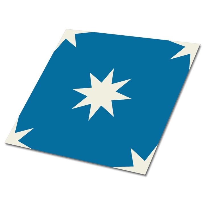 Set 9 bucati. Tulup. Placi de perete autoadezive. Steaua cu opt colturi. Albastru. 30 cm x 30 cm. 010310410010000020837