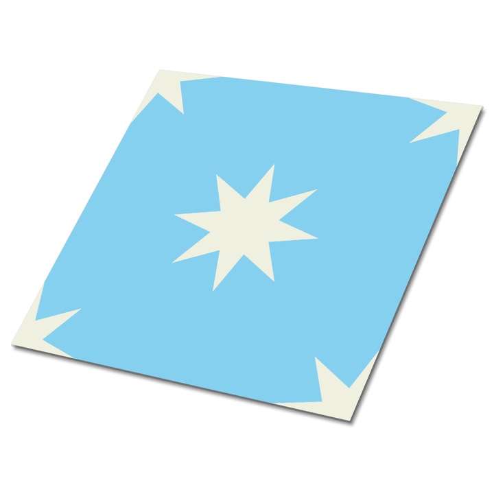 Set 9 bucati. Tulup. Placi de perete PCV. Steaua geometrica. Albastru. 30 cm x 30 cm. 010310410010000020829