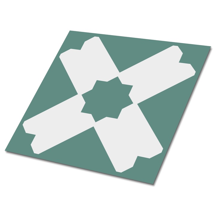 Set 9 bucati. Tulup. Placi de perete autoadezive. Model geometric. Verde/Alb. 30 cm x 30 cm. 010310410010000020819