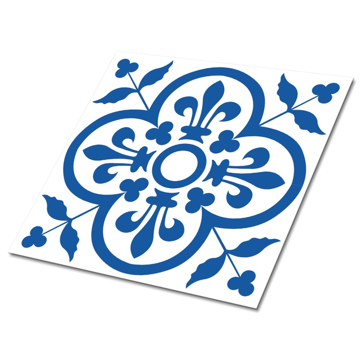 Set 9 bucati. Tulup. Placi PCV de vinil. Motive regale. Albastru. 30 cm x 30 cm. 010310410010000020808